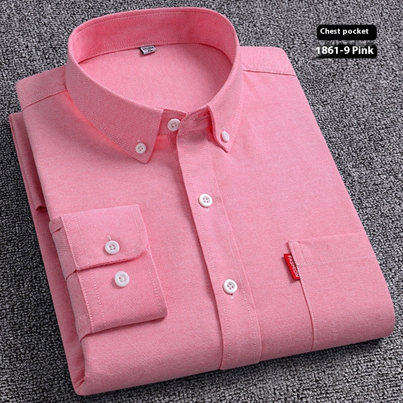 Men's Premium Oxford Cotton Shirt - Long Sleeve Button Down Dress Shirt