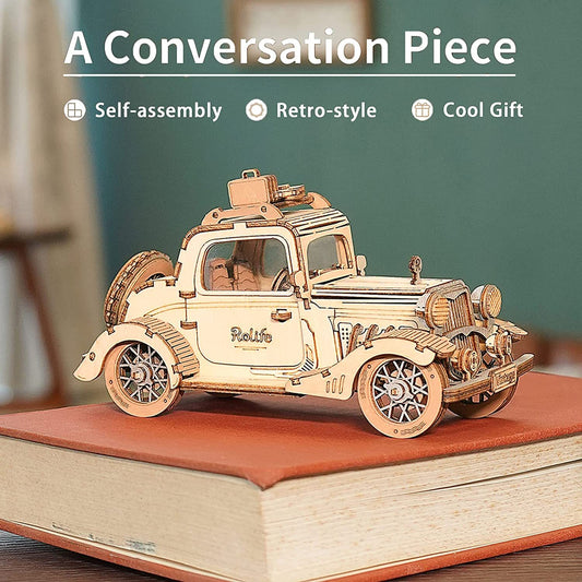 Robotime Rolife Vintage Car Model 3D Wooden Puzzle Toys For Chilidren Kids