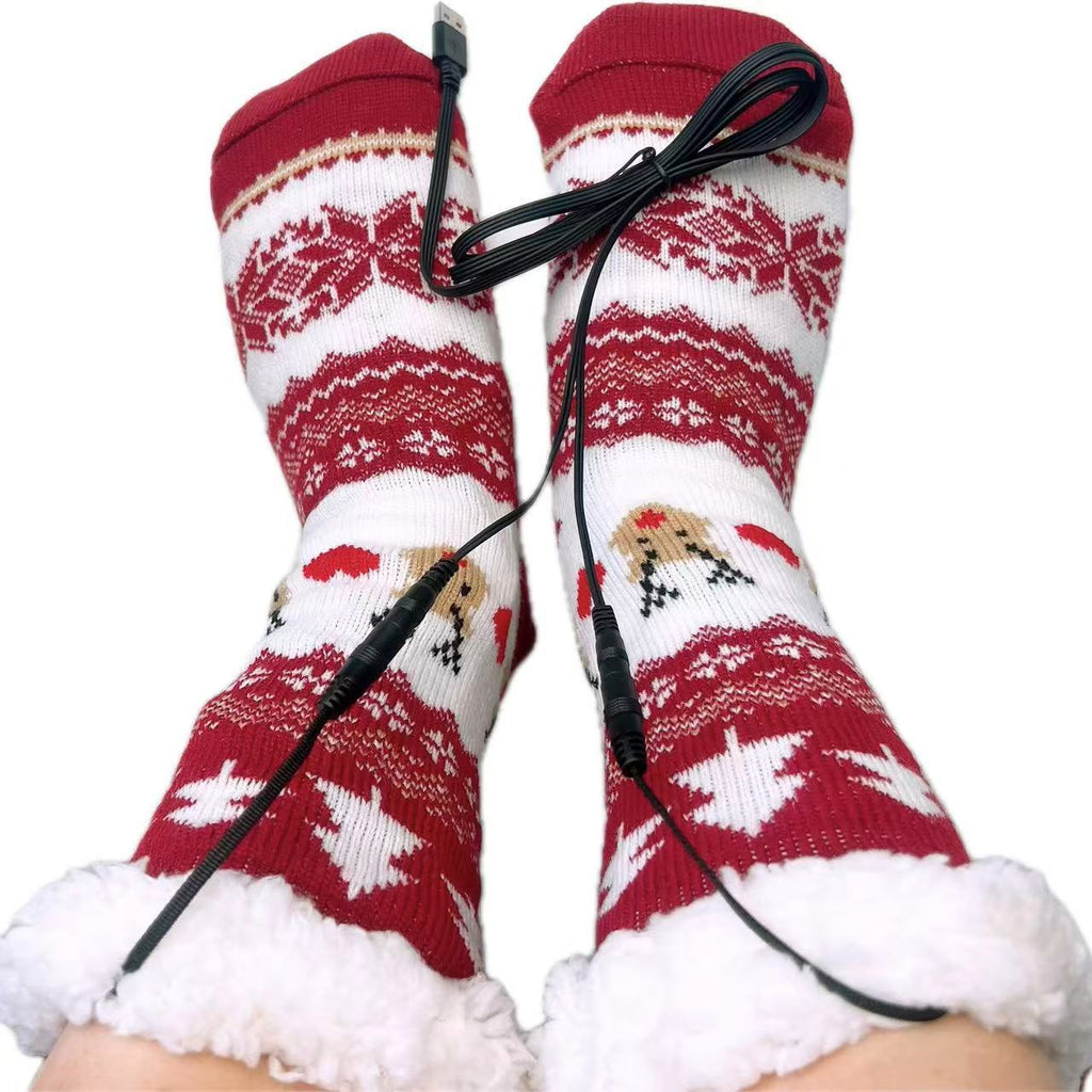 USB Electric Heating Warm Thickened Heating Room Socks