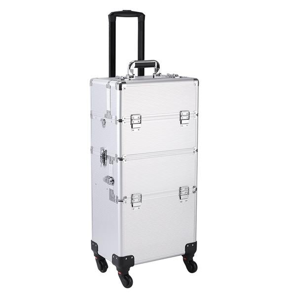 3 in 1 Aluminum Cosmetic Makeup Case Tattoo Box Silver