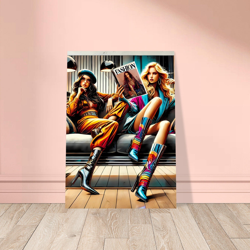 Fashion Lounge Poster – Stylish High Heel & Magazine Scene
