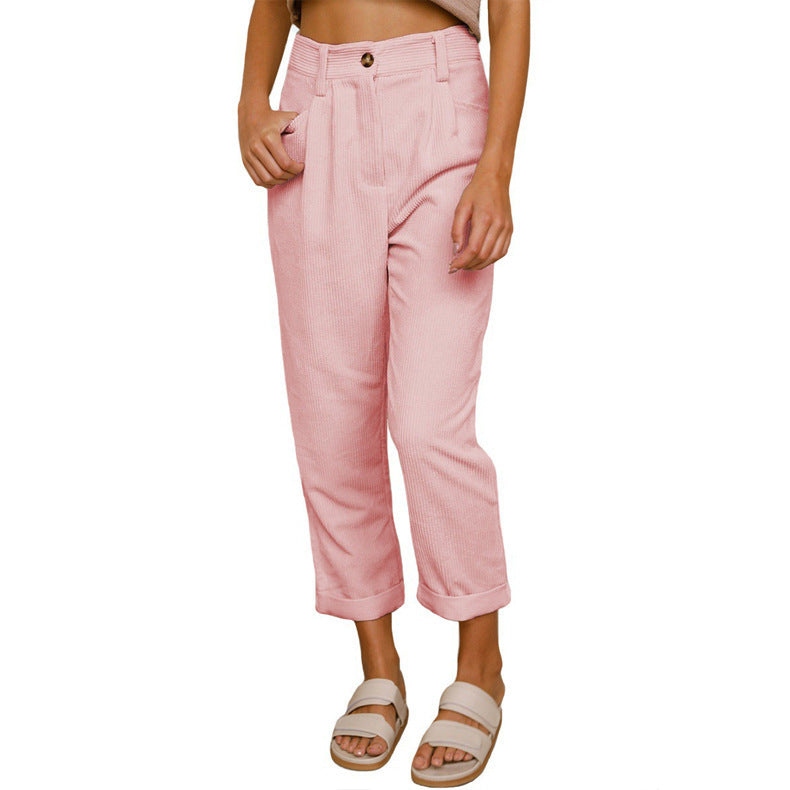Baggy Corduroy Straight Pants Oversized Spodnie Elegant Trousers New Broek Women Causal Spring Fall High Wasit Pantalones