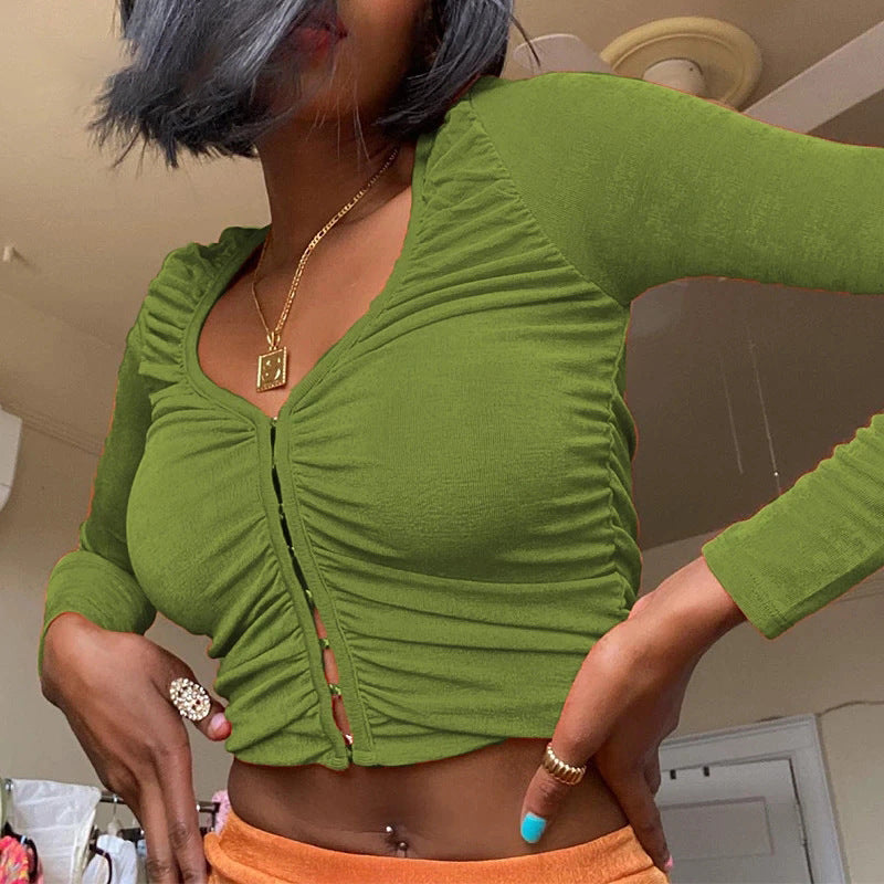 Top Female Fashion Sexy Spice V Neck