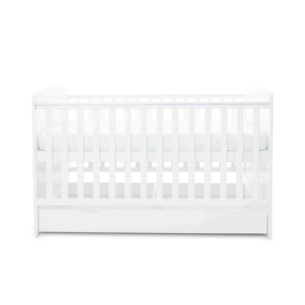 Ickle Bubba Coleby Classic Cot Bed & Under Drawer White - Fibre Mattress