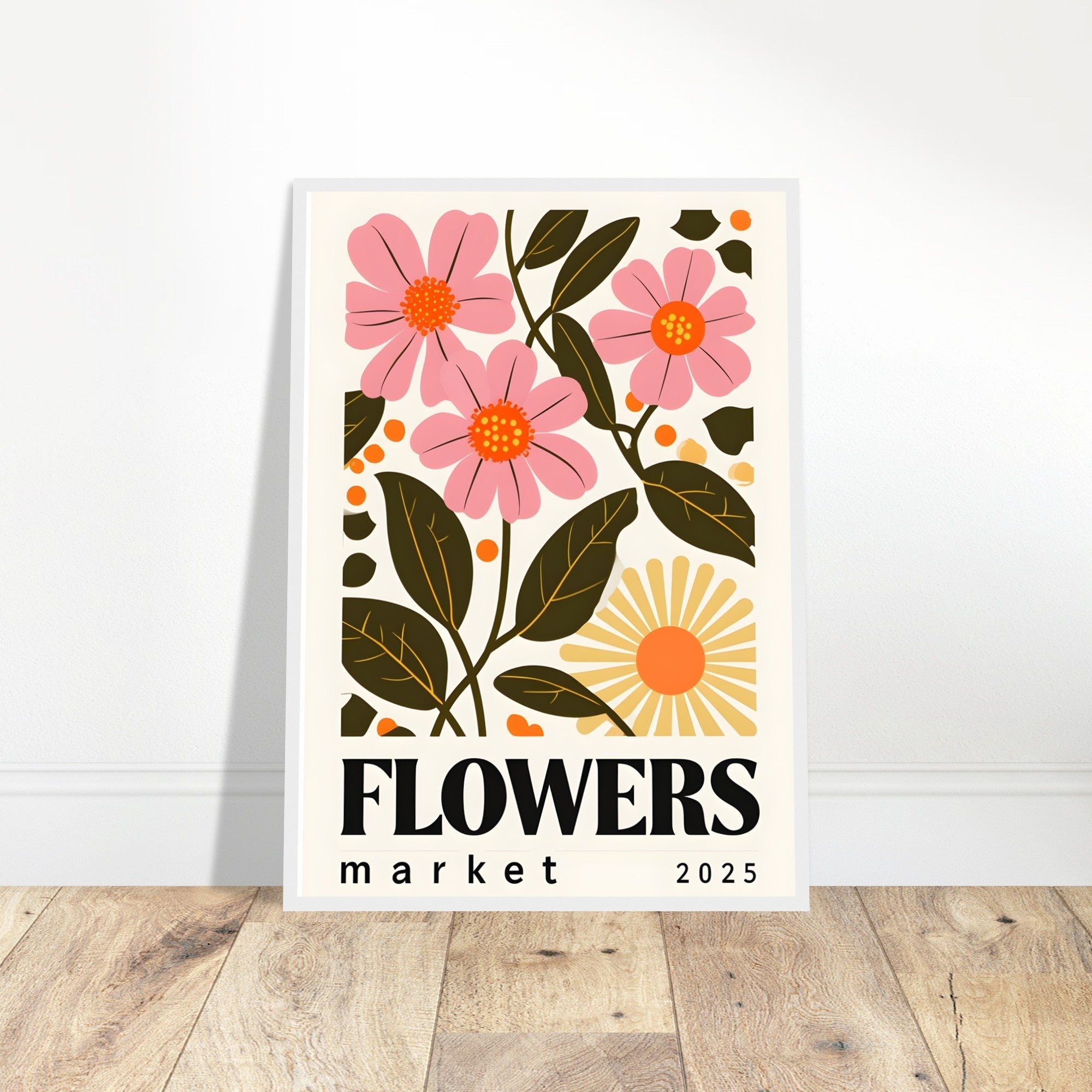 Minimalist Flower & Typography Framed Poster – Modern Floral Wall Art
