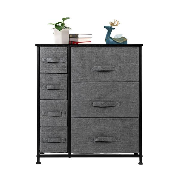 Dresser With 7 Drawers - Furniture Storage Tower Unit For Bedroom, Hallway, Closet, Office Organization - Steel Frame, Wood Top, Easy Pull Fabric Bins, Grey