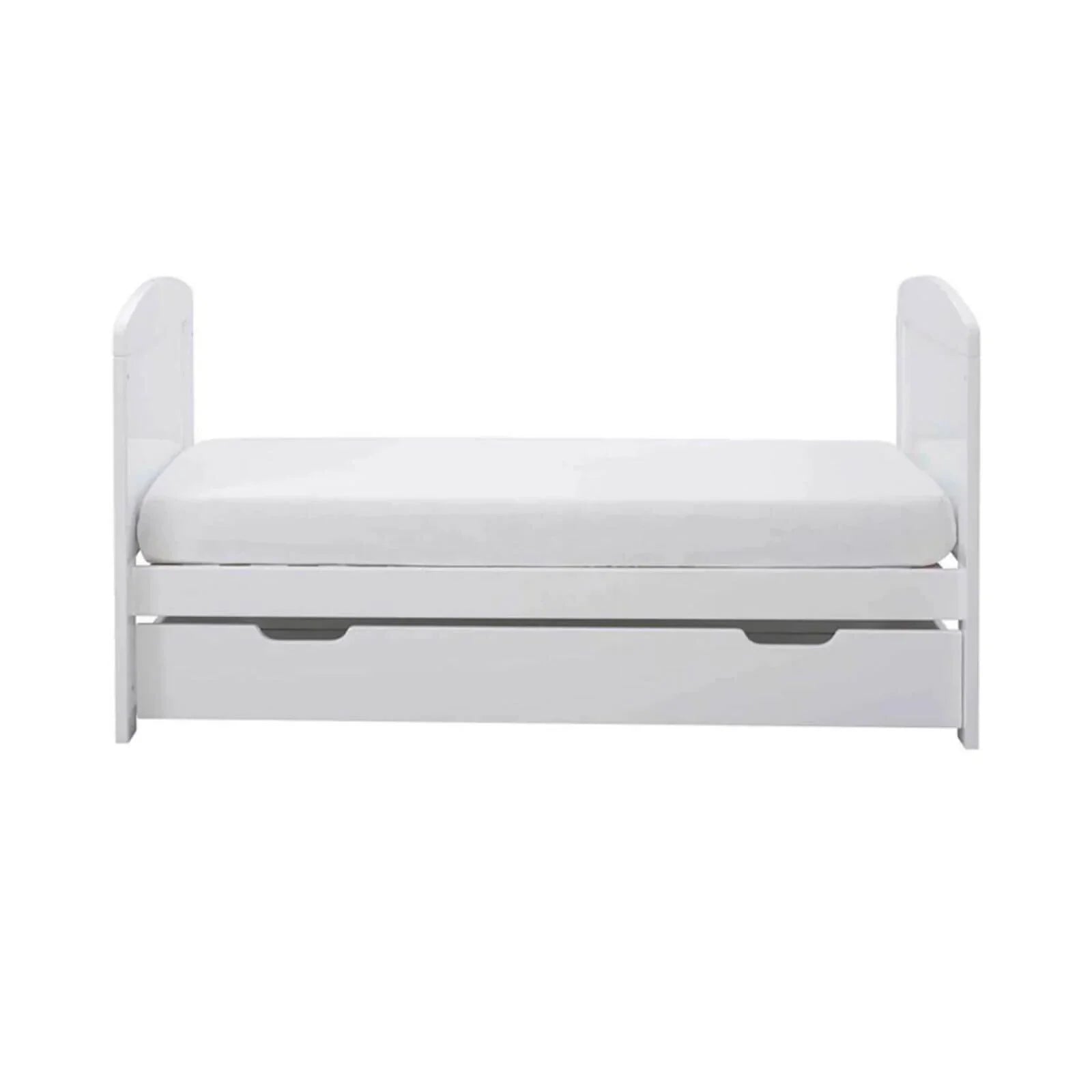 Ickle Bubba Coleby Mini Cot Bed & Under Drawer White - Premium Sprung Mattress