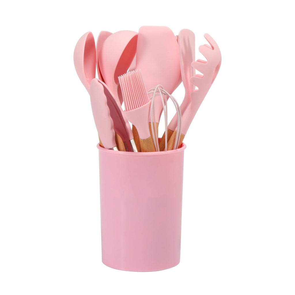 12-piece Non-stick Cooking Wooden Handle Silicone Kitchenware Set