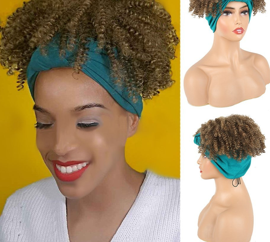 Fluffy short curly hair scarf