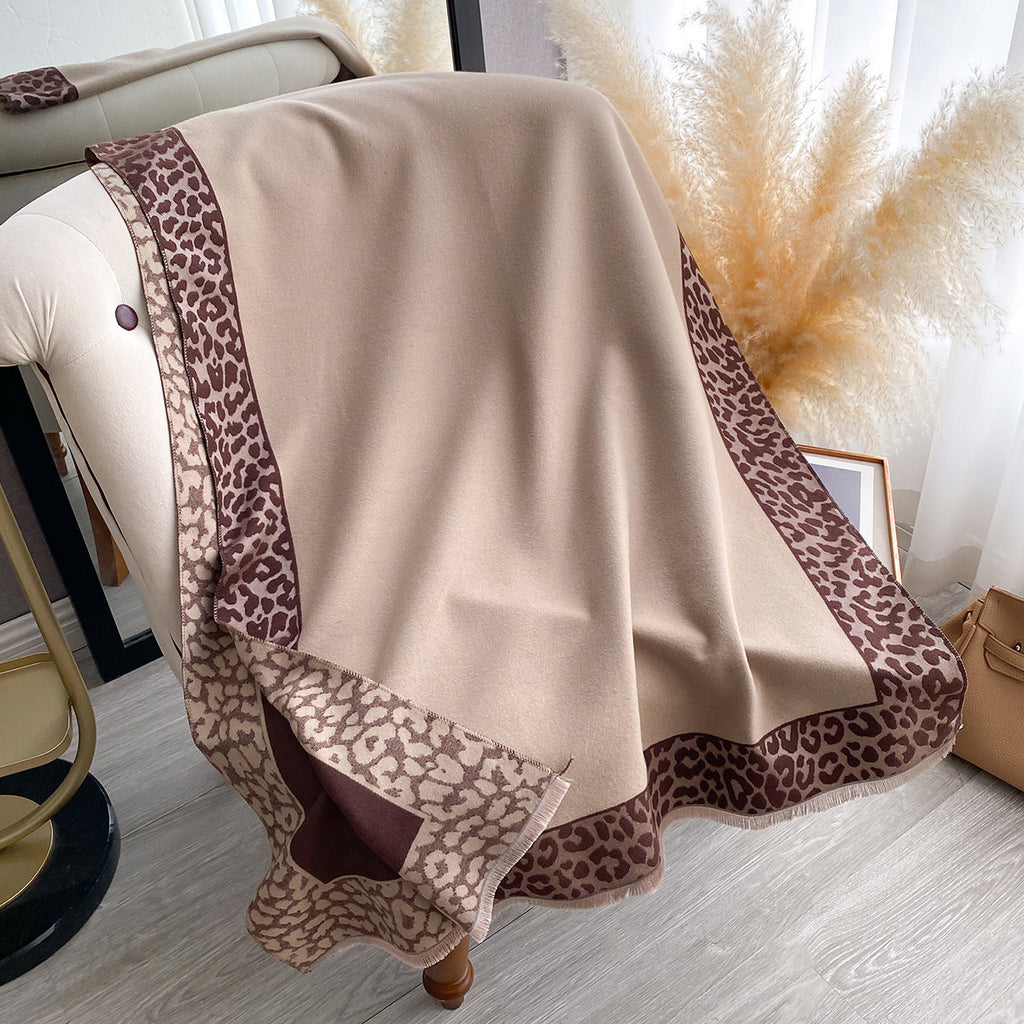 Women's Luxury Leopard Print Artificial Cashmere Scarf