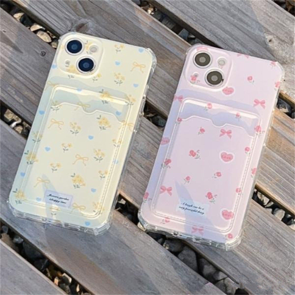 Small Broken Flower Phone Case Can Be Inserted Card