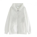 Full-zip Hoodie With Fleece-lined Solid-color Sweatshirt