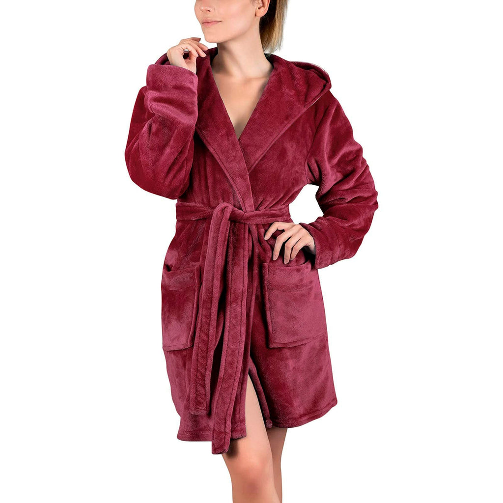 Flannel Plush Solid-color Hooded Thermal Pajamas