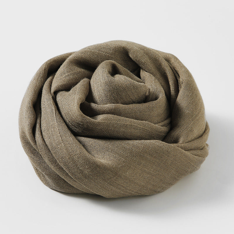 Artistic Sunscreen Solid Color Cotton And Linen Scarf
