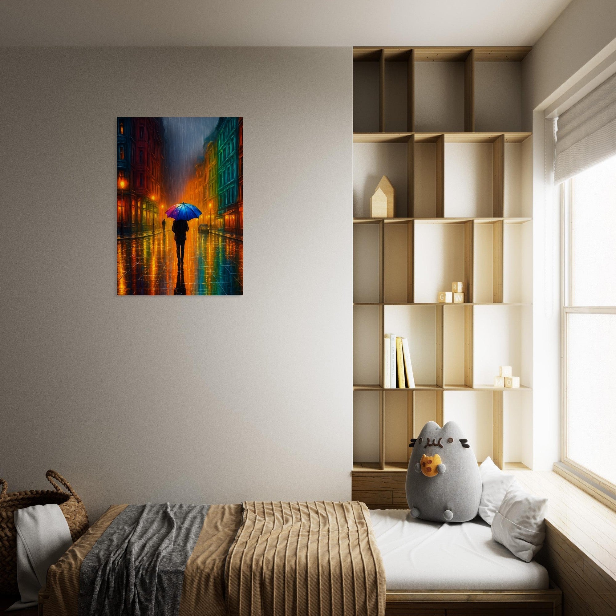Reflections in the Rain Wall Art – Moody Urban Street Scene Poster