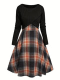 Womens Two-pieces Set, Knitted Long-sleeve Top And Dress