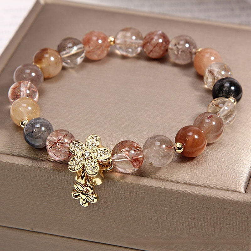 Gold Rutilated Quartz Bracelet Money Drawing And Luck Changing Business Prosperity Natural Crystal