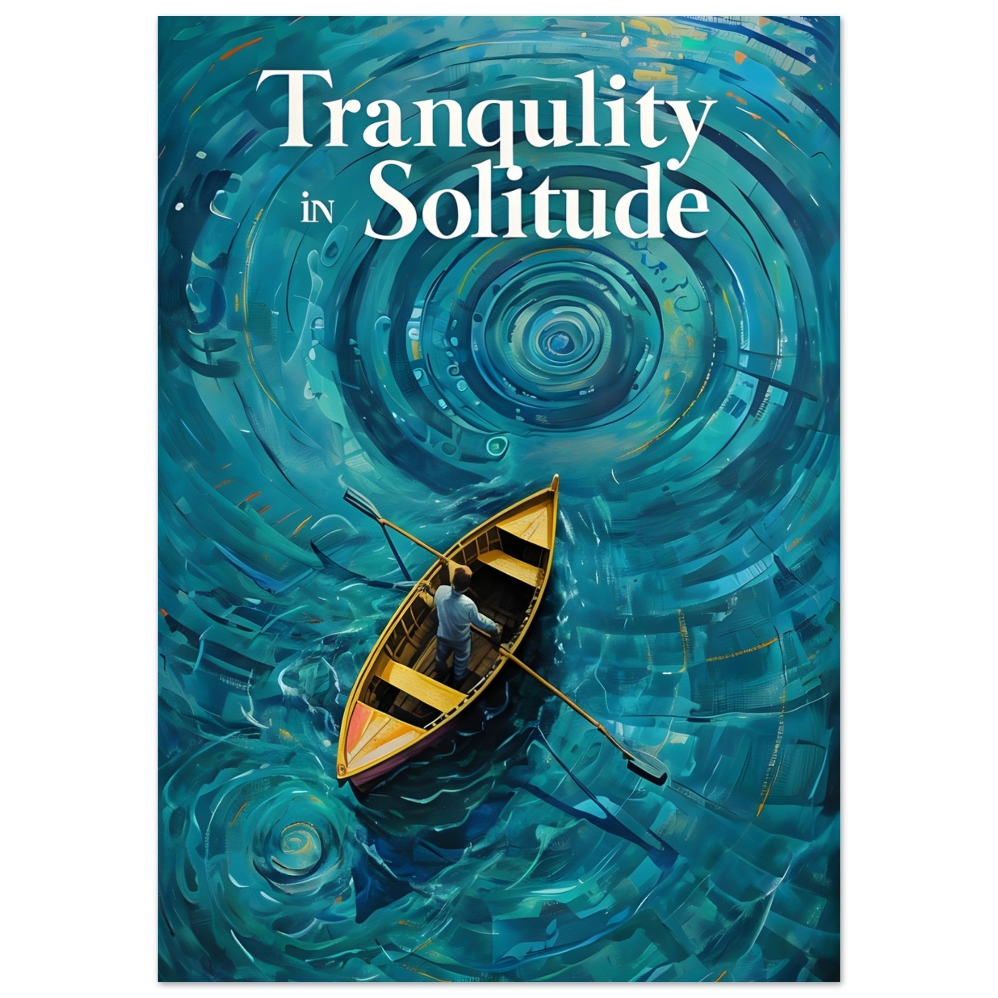 Surreal Boat Poster - Tranquility in Solitude - Stunning Teal Art Print