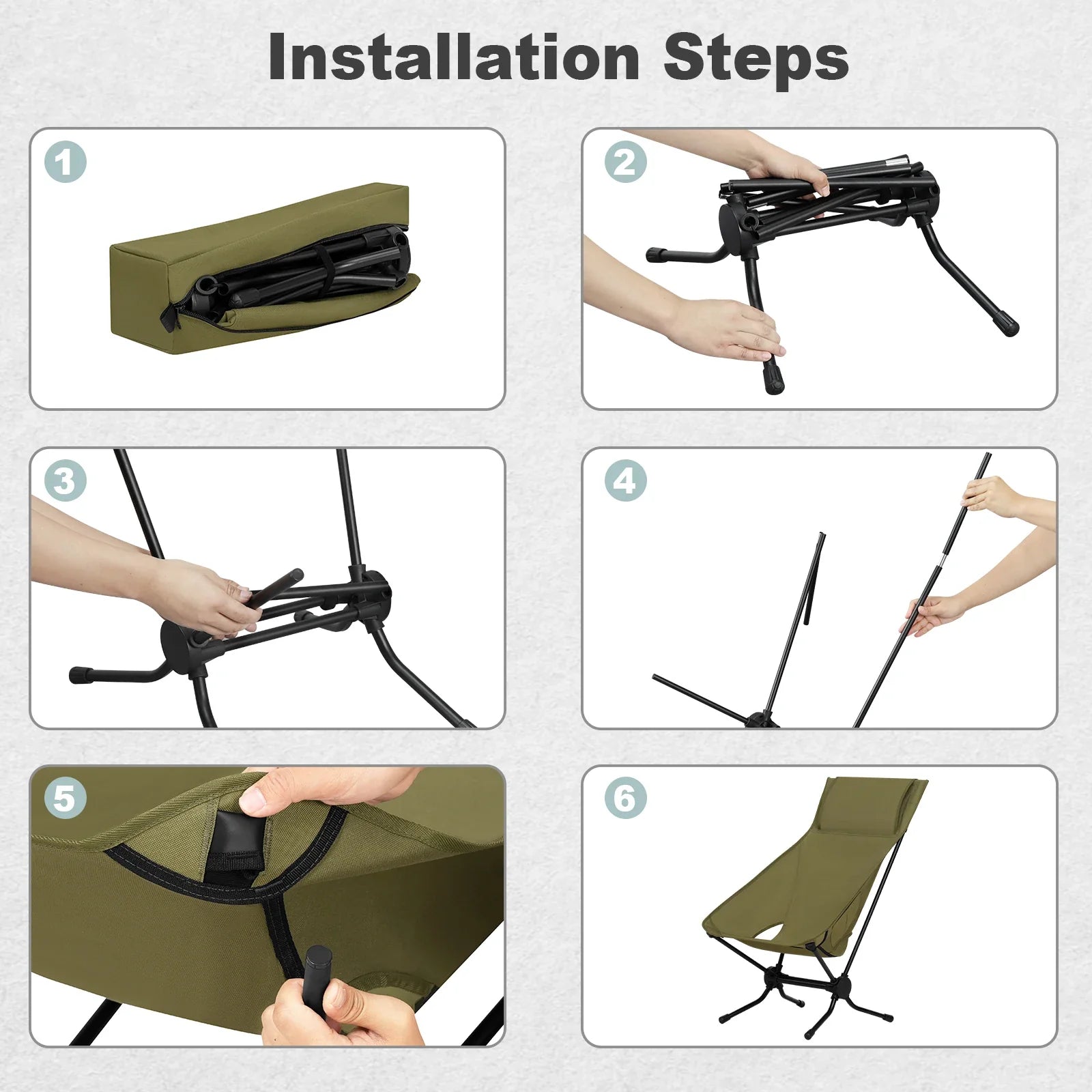 WOLTU Folding Camping Chair Ultralight Aluminium Outdoor Lounge Fishing Chair with Carry Bag for Outdoor Beach Garden BBQ Picnic