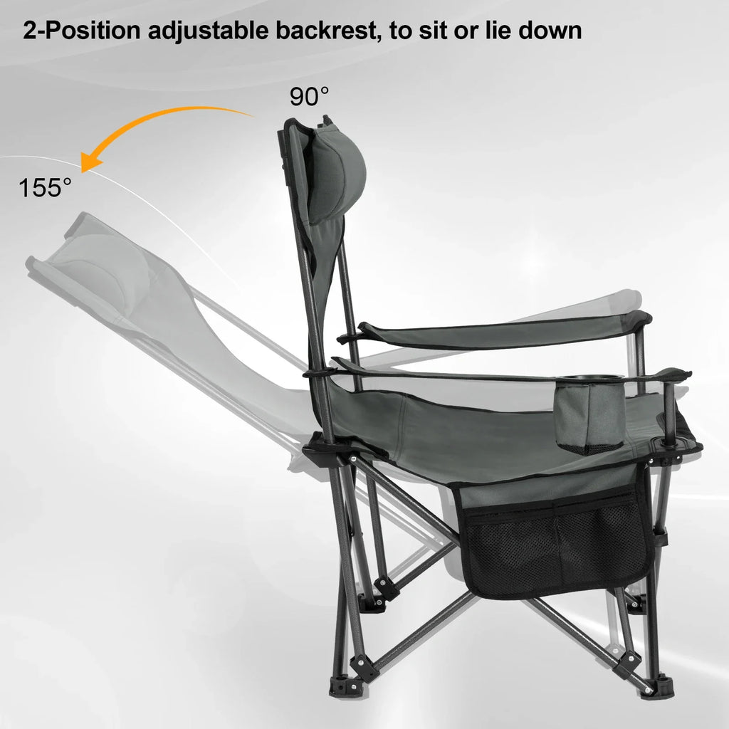 Folding Camping Chair  Lightweight Outdoor Chair Fishing Chair with Headrest Cup Holder Storage Carry Bag for Hiking Picnic Beac