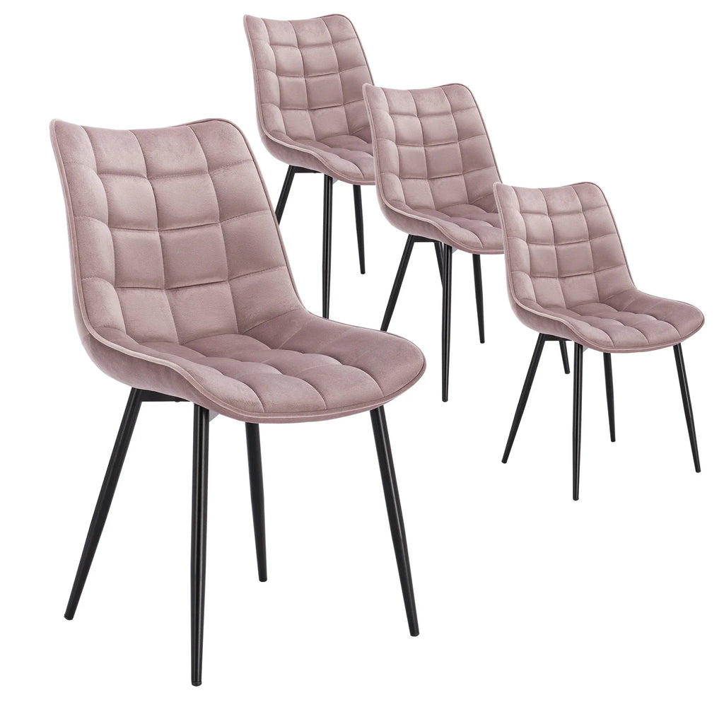 4PCs/Set Faux Leather/Fabric/Velvet/Linen Kitchen Chair  Dining Chairs Stable Metal Legs Upholstered Seat Kitchen Furniture