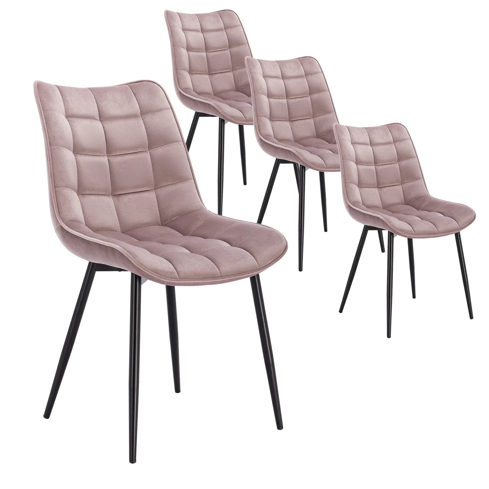 4PCs/Set Faux Leather/Fabric/Velvet/Linen Kitchen Chair  Dining Chairs Stable Metal Legs Upholstered Seat Kitchen Furniture
