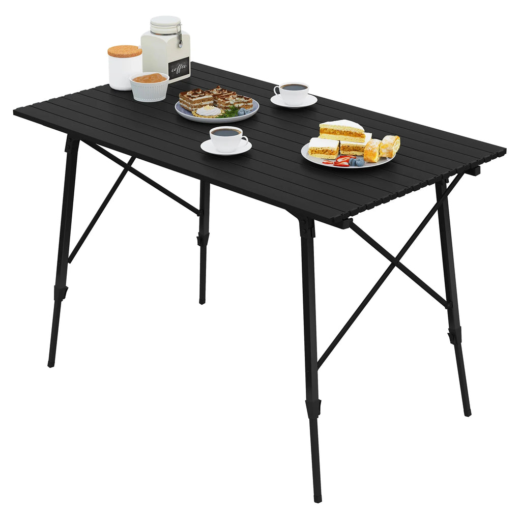 WOLTU Aluminum Folding Travel Camping Table with Carry Bag 120x68.5cm Adjustable Height Outdoor Garden Table for 4-6 People