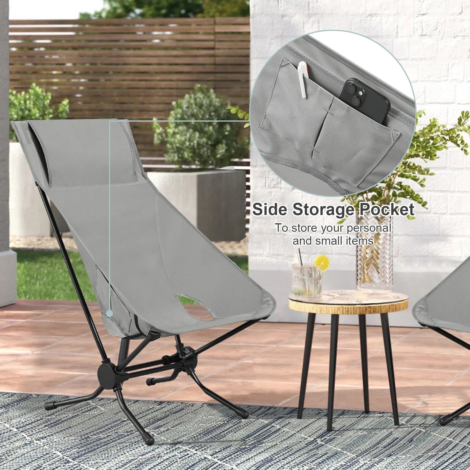 WOLTU Folding Camping Chair Ultralight Aluminium Outdoor Lounge Fishing Chair with Carry Bag for Outdoor Beach Garden BBQ Picnic