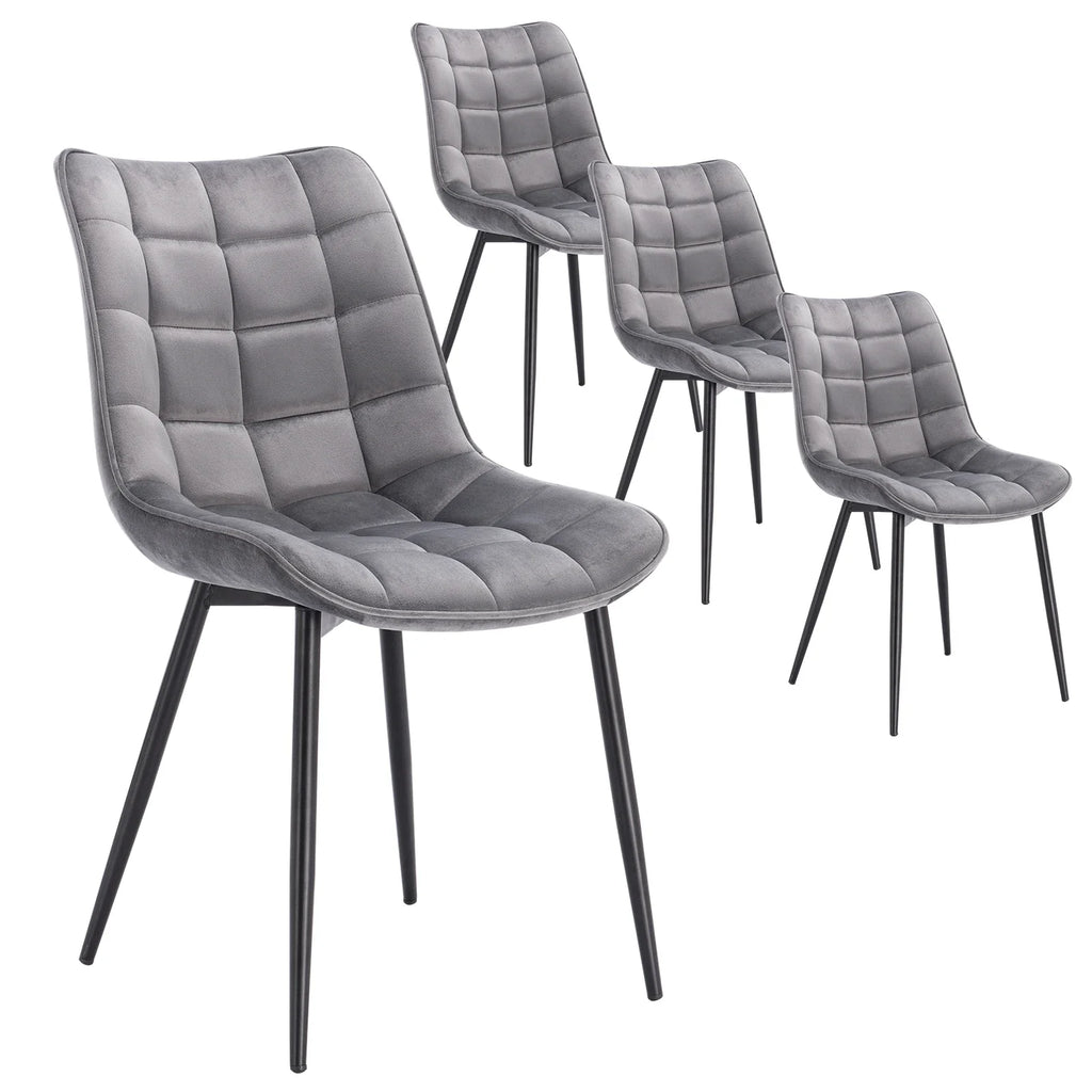 4PCs/Set Faux Leather/Fabric/Velvet/Linen Kitchen Chair  Dining Chairs Stable Metal Legs Upholstered Seat Kitchen Furniture