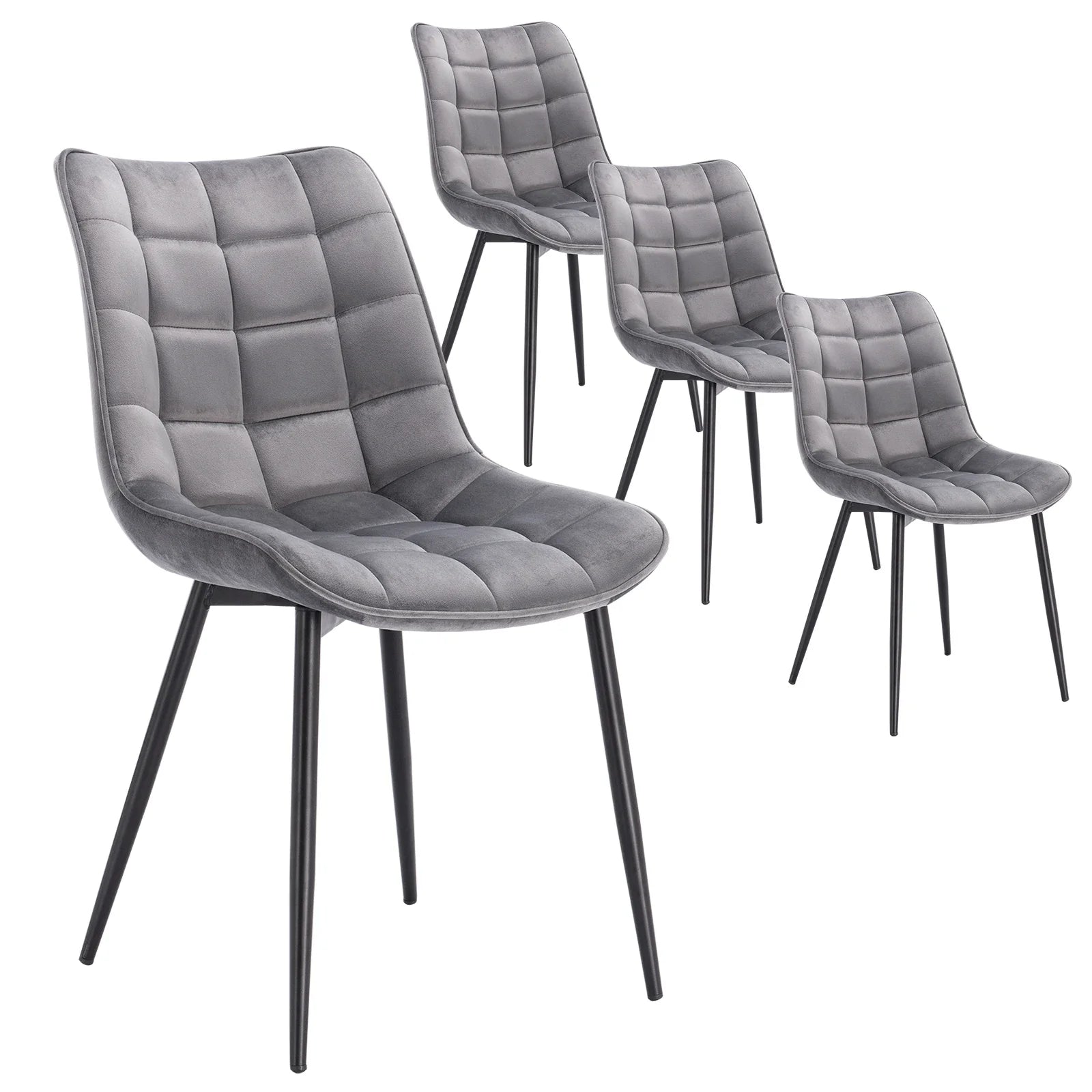 4PCs/Set Faux Leather/Fabric/Velvet/Linen Kitchen Chair  Dining Chairs Stable Metal Legs Upholstered Seat Kitchen Furniture