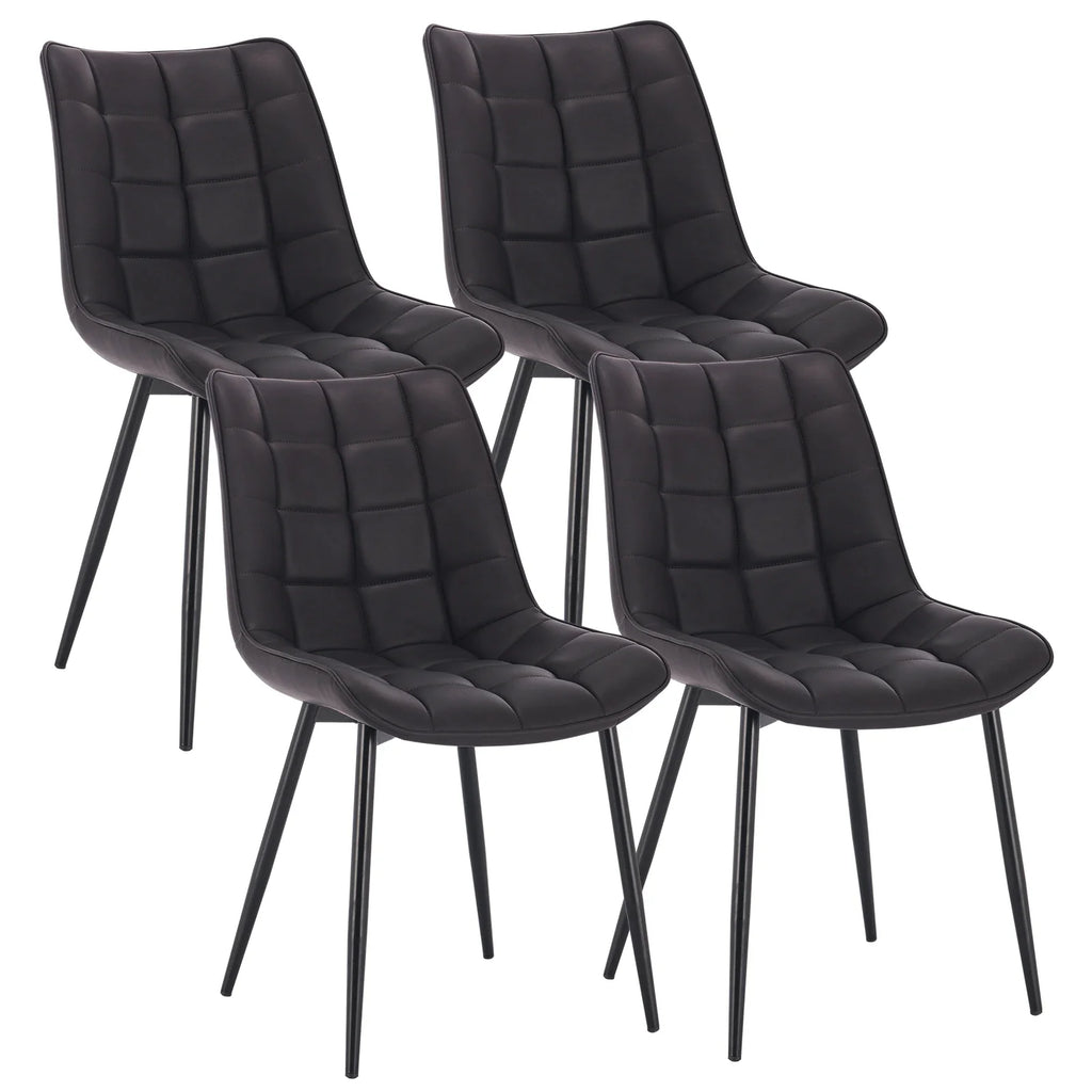 4PCs/Set Faux Leather/Fabric/Velvet/Linen Kitchen Chair  Dining Chairs Stable Metal Legs Upholstered Seat Kitchen Furniture