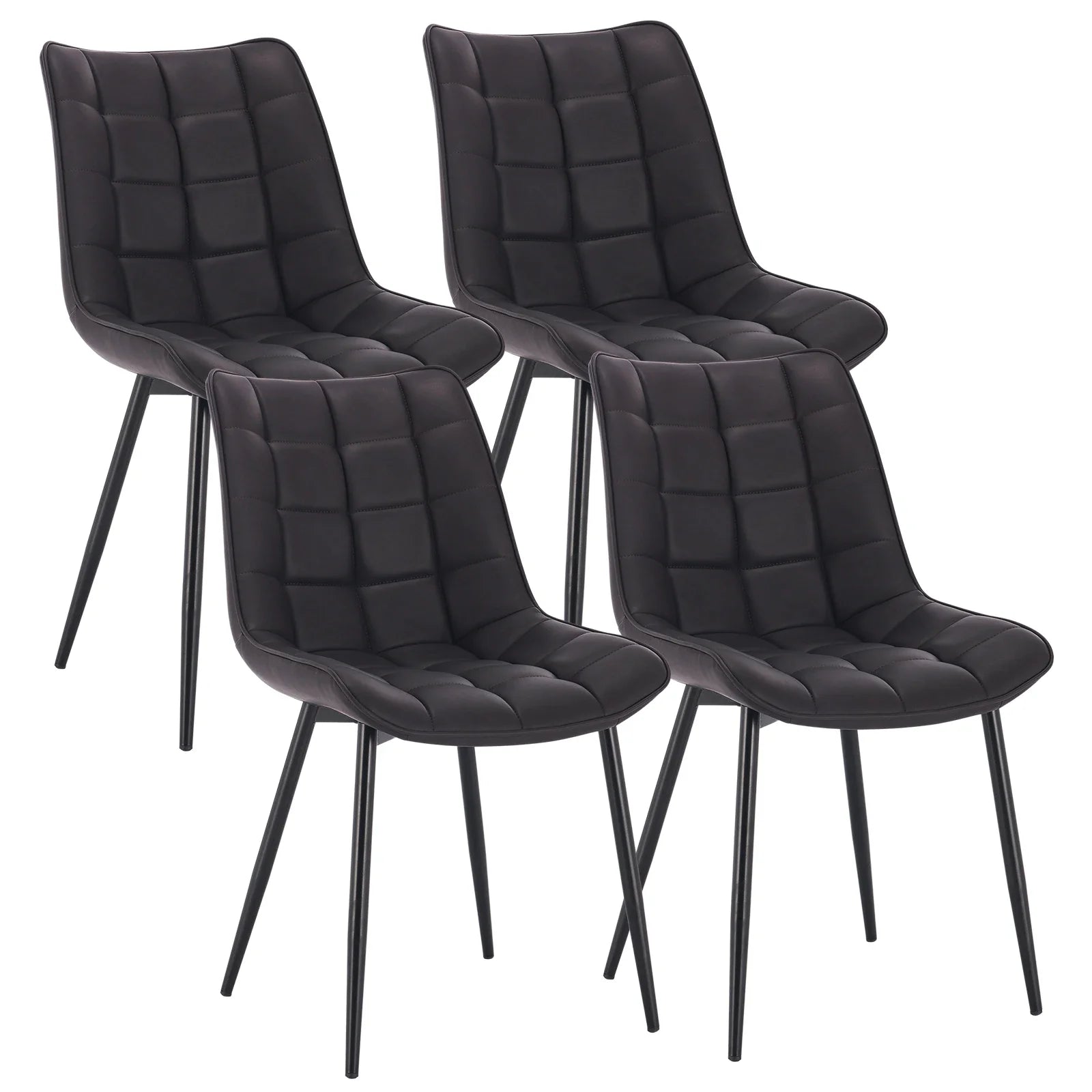 4PCs/Set Faux Leather/Fabric/Velvet/Linen Kitchen Chair  Dining Chairs Stable Metal Legs Upholstered Seat Kitchen Furniture
