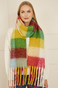 Yumi Multicolour Check Fluffy Scarf