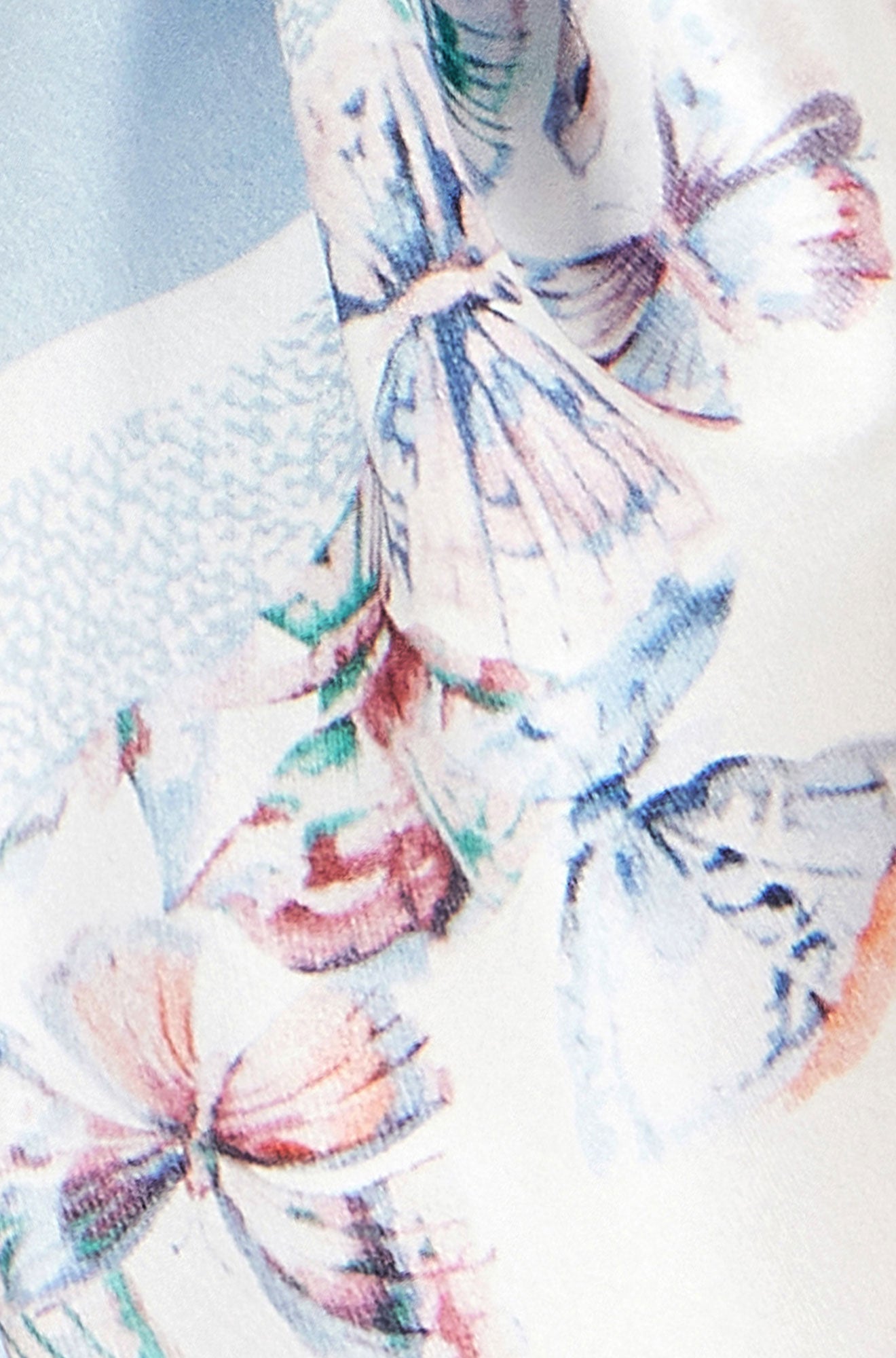 Yumi Blue 100% Silk Butterfly Placement Silk Scarf