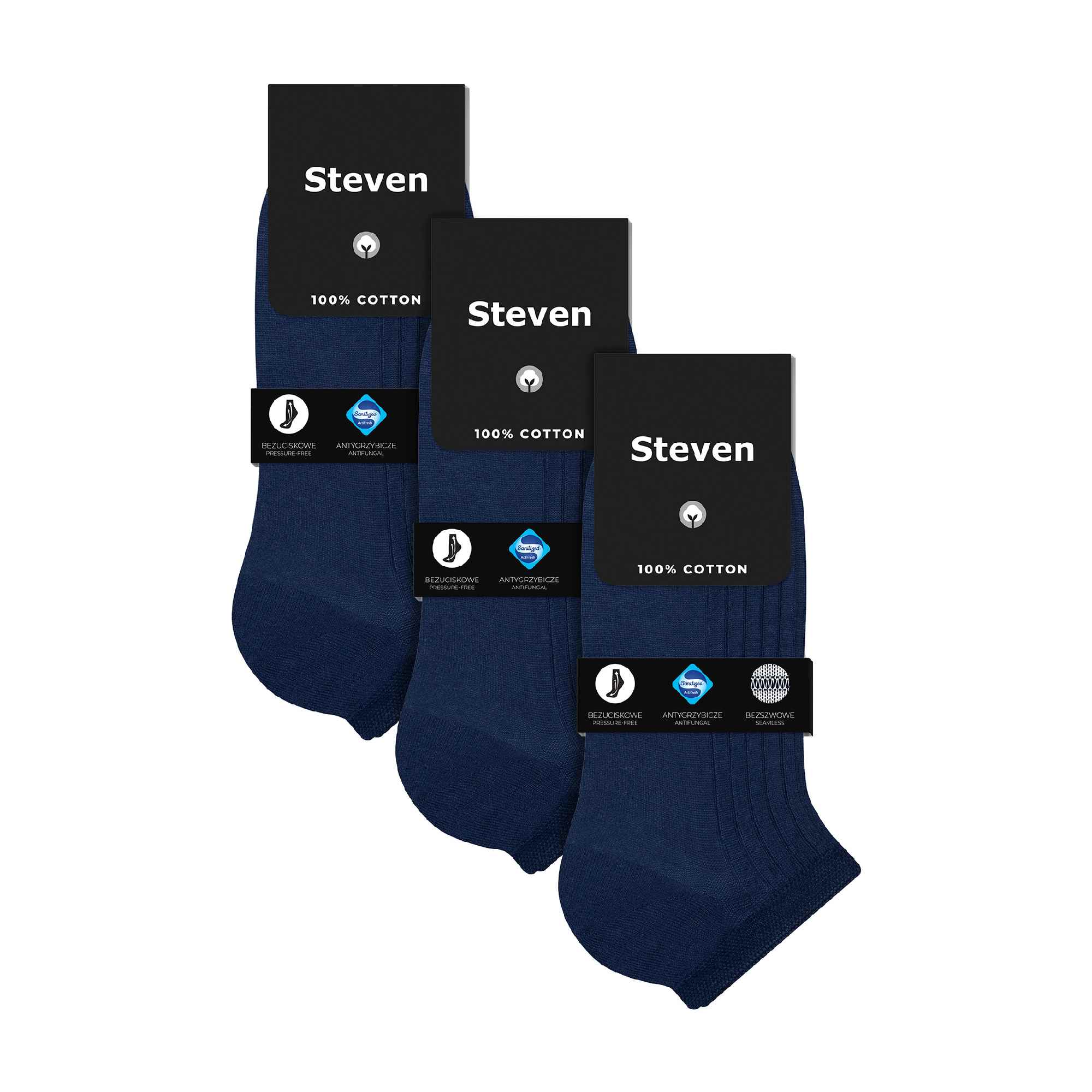 3 Pack Mens 100% Ankle Cotton Socks (2 Sizes)