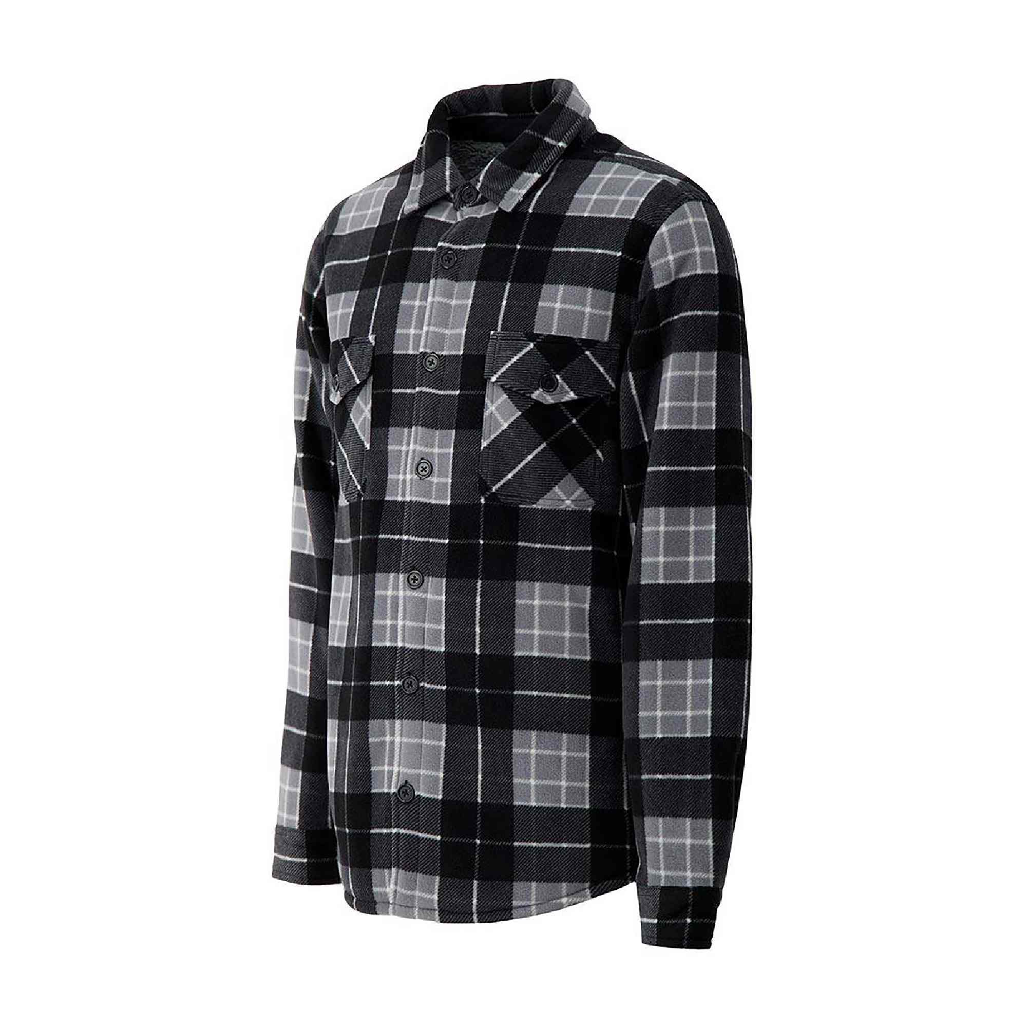 Mens Quilted Plaid Pattern Thermal Long Sleeve Winter Jacket