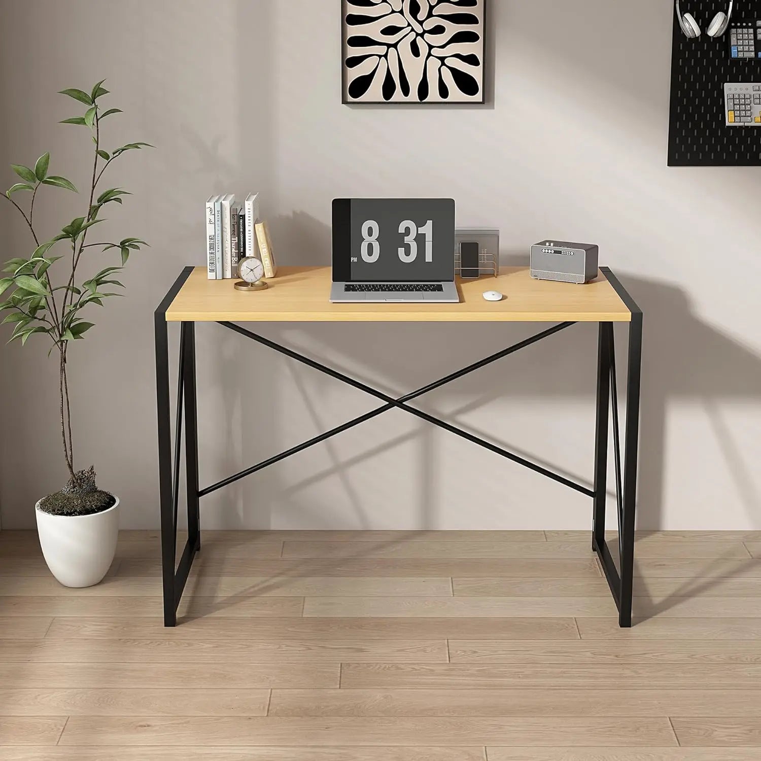 mcc direct Folding Desk Workstation Foldable Computer Desk for Office Home Study Writing Table No Assembly Miami-80cm