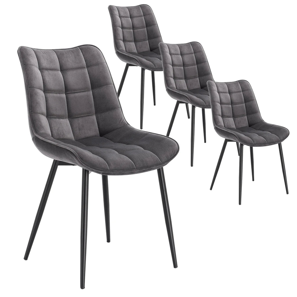 4PCs/Set Faux Leather/Fabric/Velvet/Linen Kitchen Chair  Dining Chairs Stable Metal Legs Upholstered Seat Kitchen Furniture