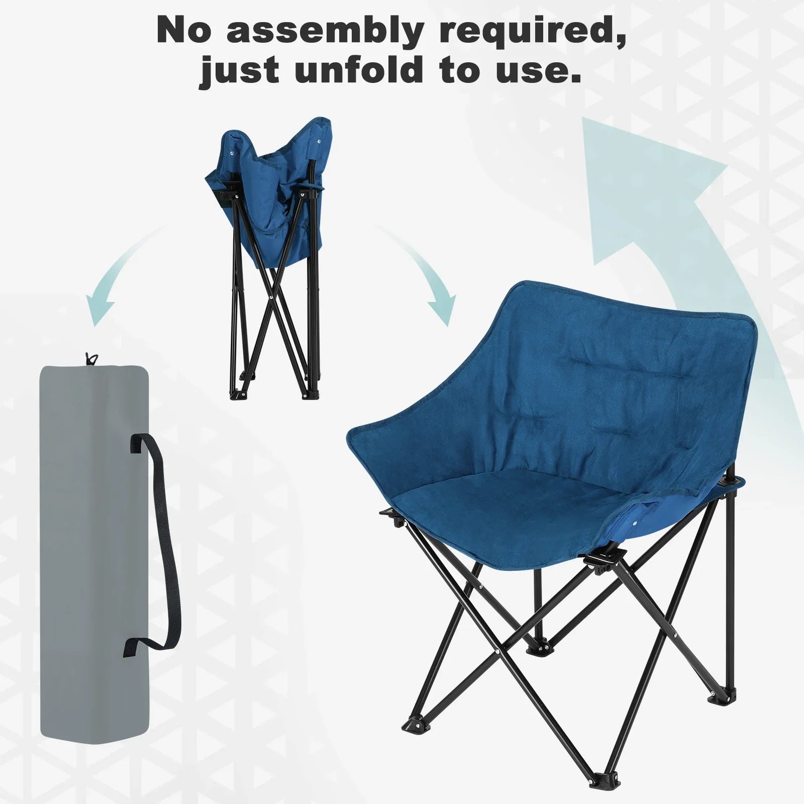 1PC Foldable Camping Lightweight Portable Fishing Chair Folding Armchair with Padded Seat Carry Bag  for Outdoor Beach Picnic