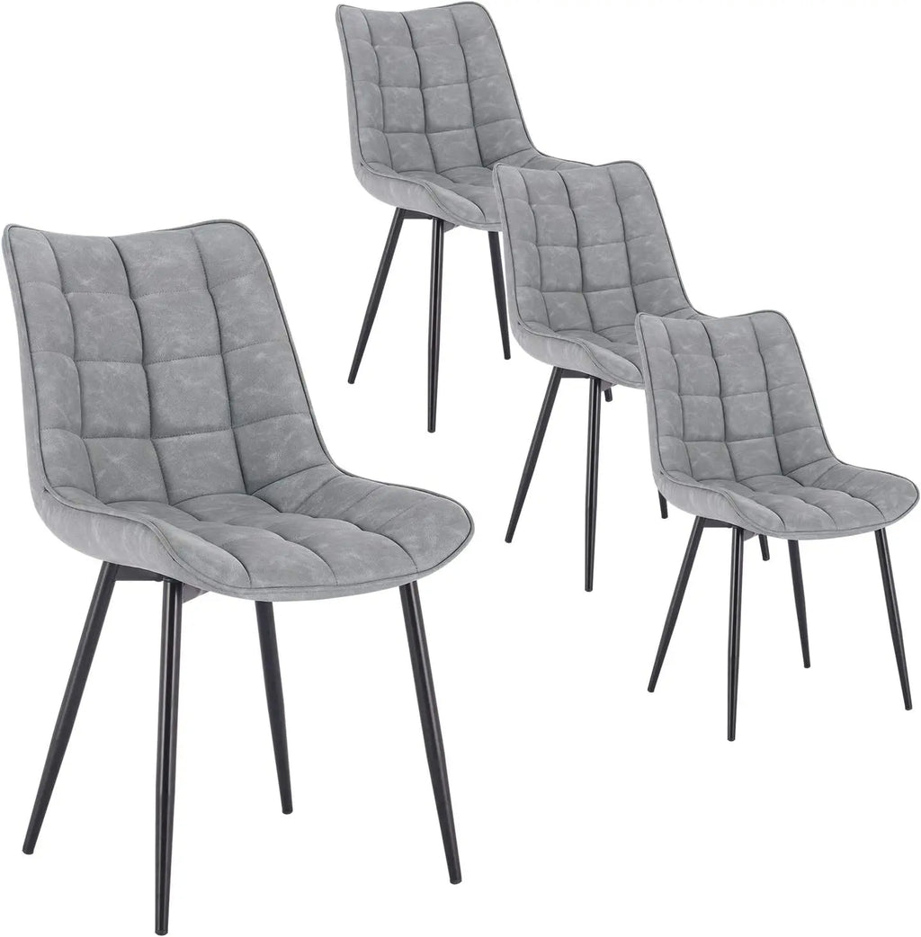 4PCs/Set Faux Leather/Fabric/Velvet/Linen Kitchen Chair  Dining Chairs Stable Metal Legs Upholstered Seat Kitchen Furniture