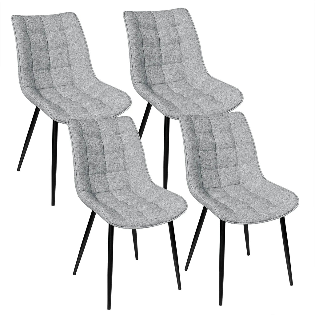 4PCs/Set Faux Leather/Fabric/Velvet/Linen Kitchen Chair  Dining Chairs Stable Metal Legs Upholstered Seat Kitchen Furniture