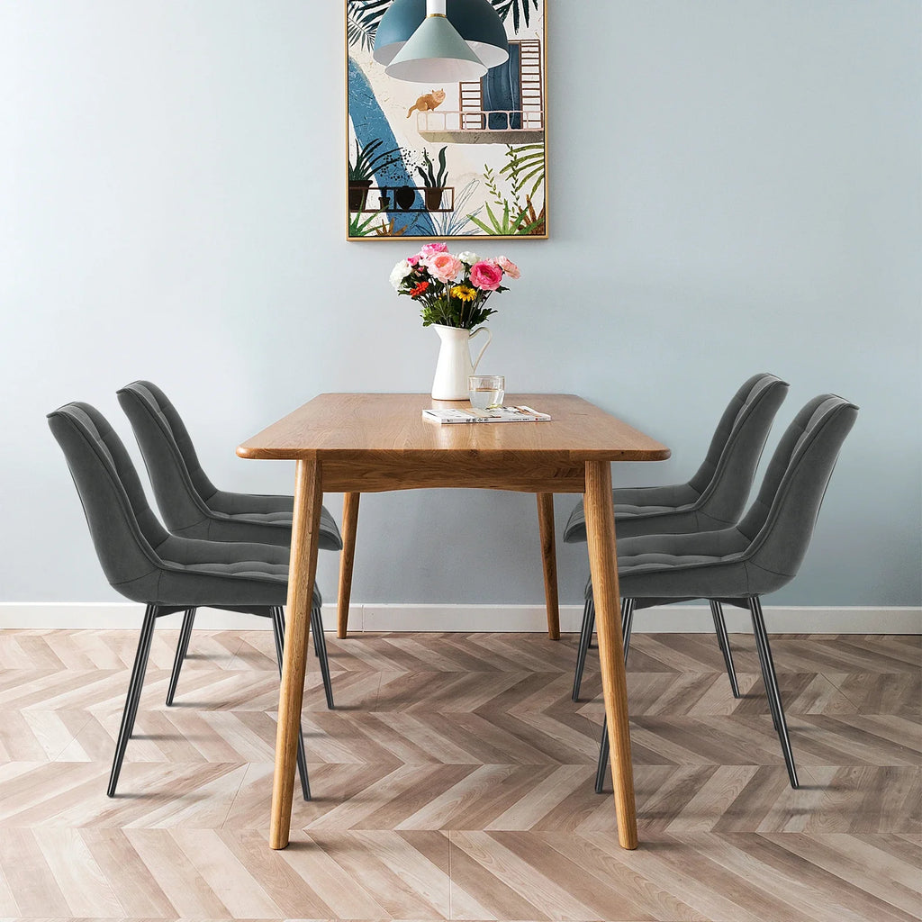 4PCs/Set Faux Leather/Fabric/Velvet/Linen Kitchen Chair  Dining Chairs Stable Metal Legs Upholstered Seat Kitchen Furniture