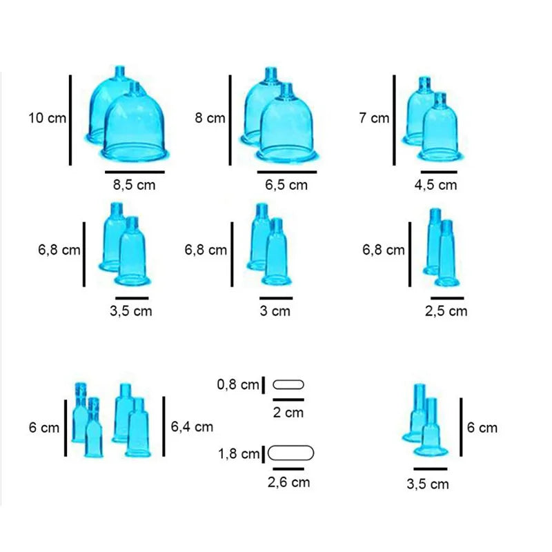VamsLuna Brand New 24pcs Blue Cups BBL Suction Cup Machine Butt Colombien Lifting Vacuum Therapy Breast Enlargement Machine Kit