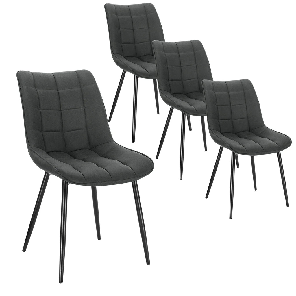 4PCs/Set Faux Leather/Fabric/Velvet/Linen Kitchen Chair  Dining Chairs Stable Metal Legs Upholstered Seat Kitchen Furniture