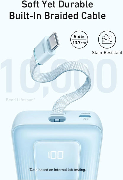 Anker Zolo 10000mAh 30W Power Bank Built-In Cable