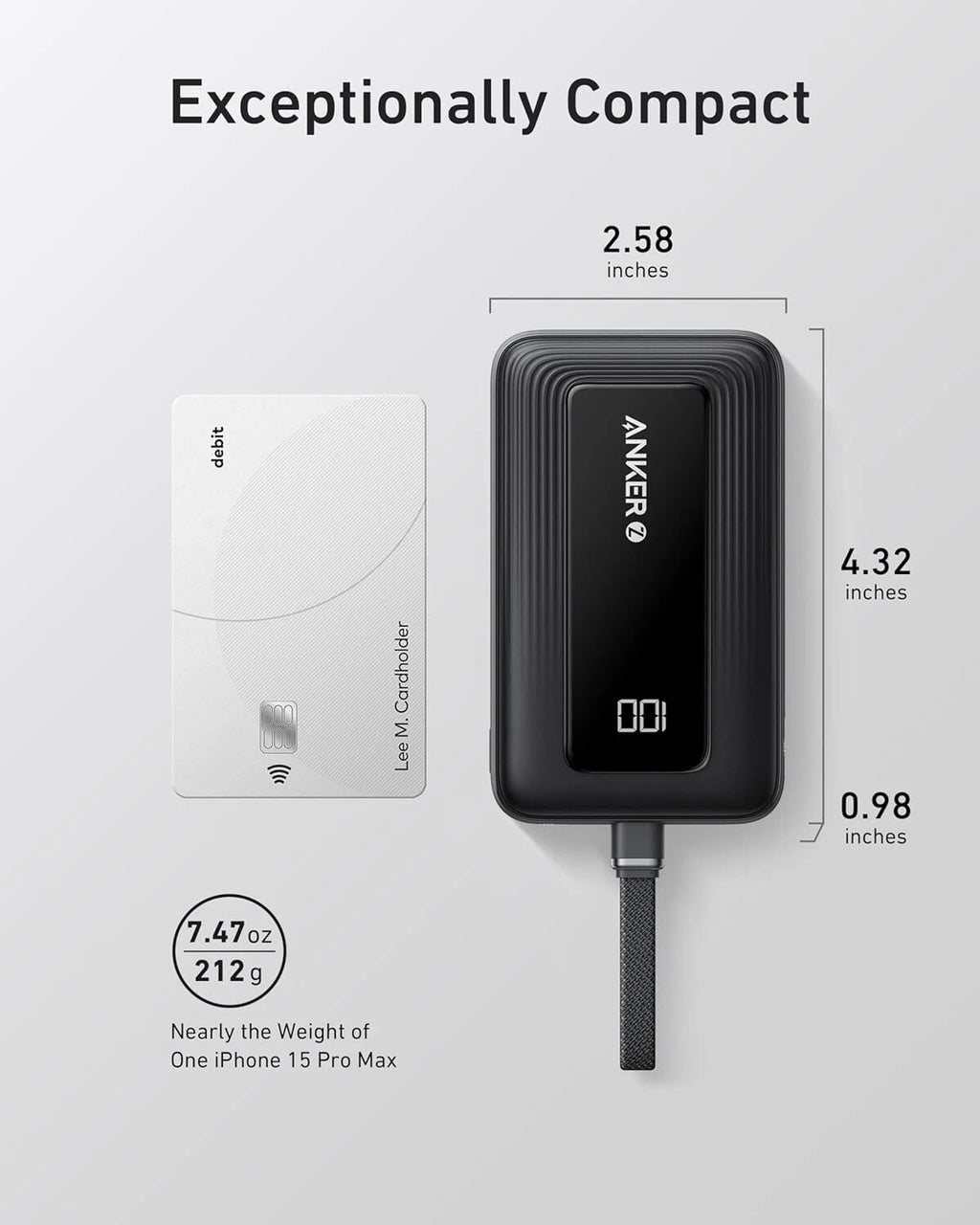 Anker Zolo 10000mAh 30W Power Bank Built-In Cable