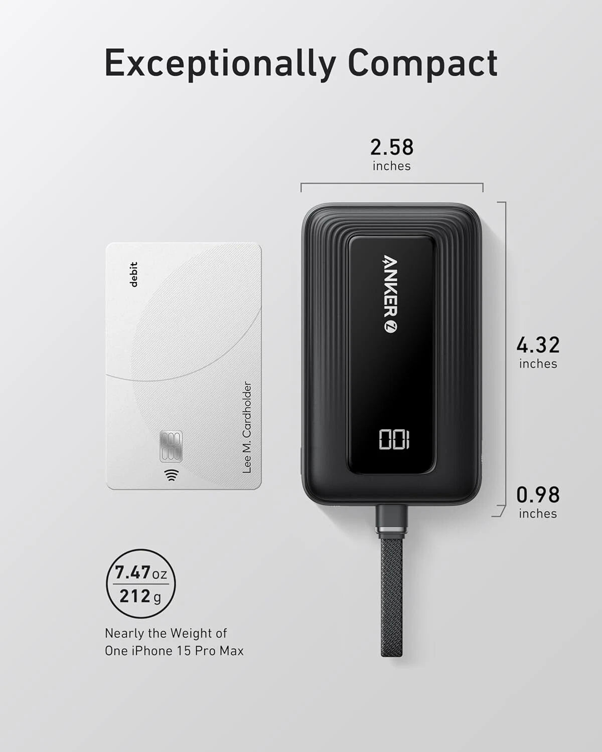 Anker Zolo 10000mAh 30W Power Bank Built-In Cable