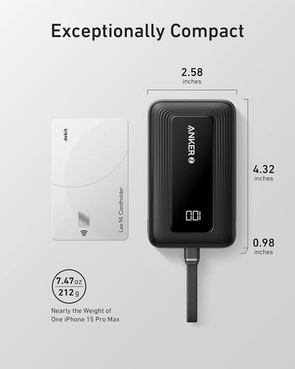 Anker Zolo 10000mAh 30W Power Bank Built-In Cable