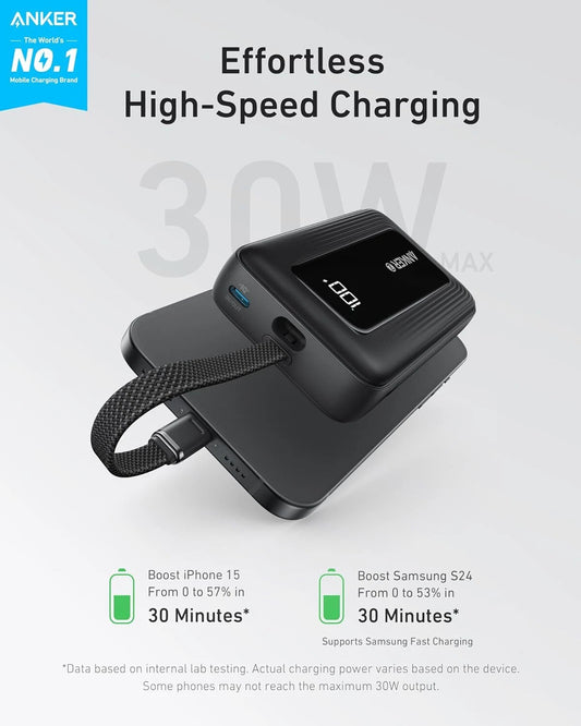 Anker Zolo 10000mAh 30W Power Bank Built-In Cable