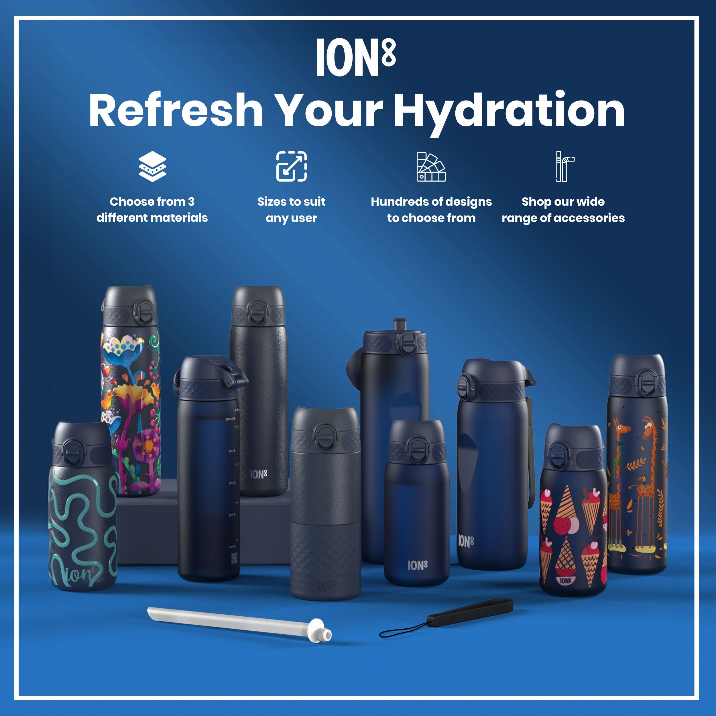 Leak Proof 1 litre Water Bottle, Recyclon, Navy, 1L
